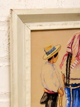 Load image into Gallery viewer, Framed Market Figures Artwork in the Manner of Alfredo Gálvez Suárez
