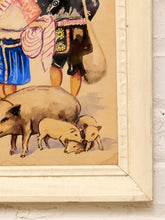 Load image into Gallery viewer, Framed Market Figures Artwork in the Manner of Alfredo Gálvez Suárez
