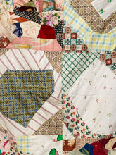 Load image into Gallery viewer, Pastel Patchwork Quilt with Floral, Check, and Geometric Vintage Fabrics
