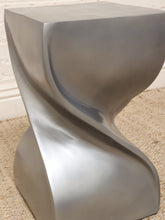 Load image into Gallery viewer, Sculptural Metallic Twist Pedestal Side Table with Hourglass Form
