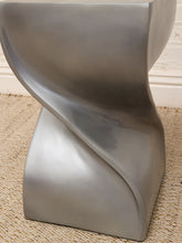 Load image into Gallery viewer, Sculptural Metallic Twist Pedestal Side Table with Hourglass Form
