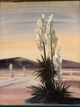Load image into Gallery viewer, Desert Yucca at Dusk Framed Desert Landscape Painting with White Blooms
