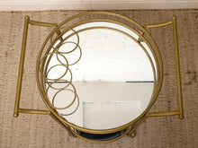 Load image into Gallery viewer, Brass-Tone Two-Tier Mirrored Bar Cart
