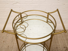 Load image into Gallery viewer, Brass-Tone Two-Tier Mirrored Bar Cart
