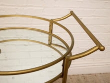 Load image into Gallery viewer, Brass-Tone Two-Tier Mirrored Bar Cart
