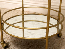 Load image into Gallery viewer, Brass-Tone Two-Tier Mirrored Bar Cart
