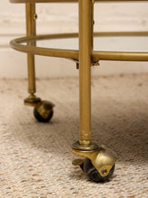 Load image into Gallery viewer, Brass-Tone Two-Tier Mirrored Bar Cart
