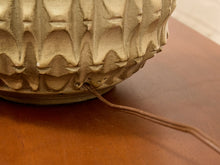 Load image into Gallery viewer, Vintage Brutalist Textured Ceramic Table Lamp with Geometric Relief
