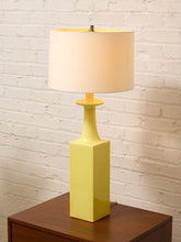 Load image into Gallery viewer, Vintage Olive Green Ceramic Column Table Lamp with Drum Shade
