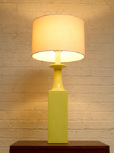 Load image into Gallery viewer, Vintage Olive Green Ceramic Column Table Lamp with Drum Shade
