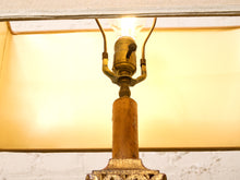 Load image into Gallery viewer, Vintage Hand-Carved Acanthus Wood Table Lamp with Linen Box Shade
