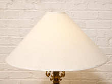 Load image into Gallery viewer, Vintage Iridescent Opaline Glass Table Lamp with Ornate Brass Base
