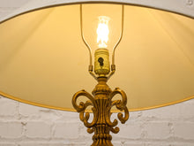 Load image into Gallery viewer, Vintage Iridescent Opaline Glass Table Lamp with Ornate Brass Base
