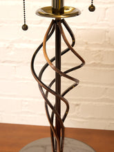 Load image into Gallery viewer, Vintage Sculptural Spiral Ribbon Table Lamp with Smoked Glass Base
