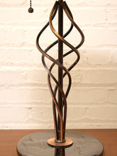 Load image into Gallery viewer, Vintage Sculptural Spiral Ribbon Table Lamp with Smoked Glass Base
