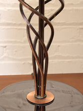 Load image into Gallery viewer, Vintage Sculptural Spiral Ribbon Table Lamp with Smoked Glass Base
