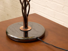 Load image into Gallery viewer, Vintage Sculptural Spiral Ribbon Table Lamp with Smoked Glass Base
