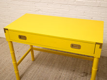 Load image into Gallery viewer, Vintage Hollywood Regency Yellow Campaign Writing Desk
