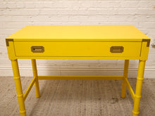 Load image into Gallery viewer, Vintage Hollywood Regency Yellow Campaign Writing Desk
