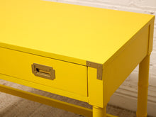 Load image into Gallery viewer, Vintage Hollywood Regency Yellow Campaign Writing Desk
