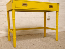 Load image into Gallery viewer, Vintage Hollywood Regency Yellow Campaign Writing Desk
