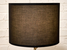 Load image into Gallery viewer, Modern Sculptural Silver Table Lamp with Black Drum Shade
