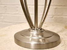 Load image into Gallery viewer, Modern Sculptural Silver Table Lamp with Black Drum Shade
