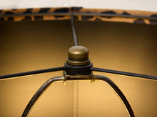 Load image into Gallery viewer, Gilded Tree Trunk Table Lamp with Leopard Print Shade and Black Base
