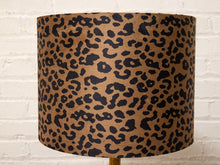Load image into Gallery viewer, Gilded Tree Trunk Table Lamp with Leopard Print Shade and Black Base
