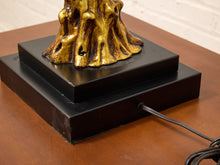 Load image into Gallery viewer, Gilded Tree Trunk Table Lamp with Leopard Print Shade and Black Base
