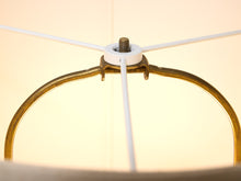 Load image into Gallery viewer, Vintage Mid-Century Crackle Glaze Ceramic Table Lamp with Brass Base
