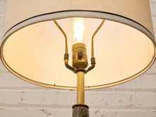 Load image into Gallery viewer, Vintage Mid-Century Crackle Glaze Ceramic Table Lamp with Brass Base
