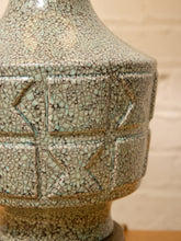 Load image into Gallery viewer, Vintage Mid-Century Crackle Glaze Ceramic Table Lamp with Brass Base
