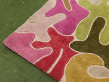 Load image into Gallery viewer, Modern Abstract Area Rug in Olive and Berry Tones
