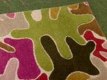 Load image into Gallery viewer, Modern Abstract Area Rug in Olive and Berry Tones

