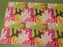 Load image into Gallery viewer, Modern Abstract Area Rug in Olive and Berry Tones
