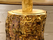 Load image into Gallery viewer, Vintage Organic Modern Tree Trunk Table Lamp with Black Drum Shade
