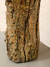 Load image into Gallery viewer, Vintage Organic Modern Tree Trunk Table Lamp with Black Drum Shade
