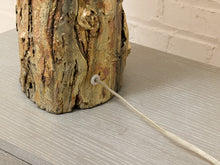 Load image into Gallery viewer, Vintage Organic Modern Tree Trunk Table Lamp with Black Drum Shade
