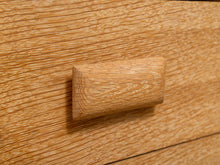 Load image into Gallery viewer, Vintage Art Deco Blonde Wood Highboy Dresser with Carved Detail
