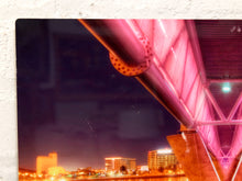 Load image into Gallery viewer, Pink Apex Architectural Night Photography Print with Neon Bridge
