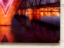 Load image into Gallery viewer, Pink Apex Architectural Night Photography Print with Neon Bridge
