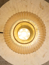 Load image into Gallery viewer, Modern Ribbed Glass Globe Table Lamp with Brass Base
