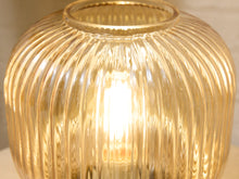 Load image into Gallery viewer, Modern Ribbed Glass Globe Table Lamp with Brass Base
