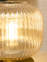 Load image into Gallery viewer, Modern Ribbed Glass Globe Table Lamp with Brass Base
