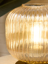Load image into Gallery viewer, Modern Ribbed Glass Globe Table Lamp with Brass Base
