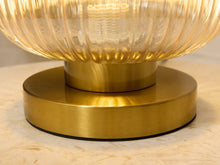 Load image into Gallery viewer, Modern Ribbed Glass Globe Table Lamp with Brass Base
