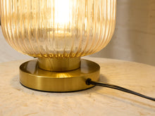 Load image into Gallery viewer, Modern Ribbed Glass Globe Table Lamp with Brass Base
