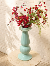 Load image into Gallery viewer, Seafoam Green Sculptural Ribbed Ceramic Vase
