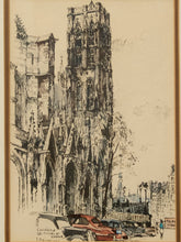 Load image into Gallery viewer, Vintage Framed French Cathedral Architectural Street Scene
